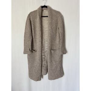 Current Elliot Cardigan 2 Medium Open Front Knit Chunky Tan Alpaca Blend